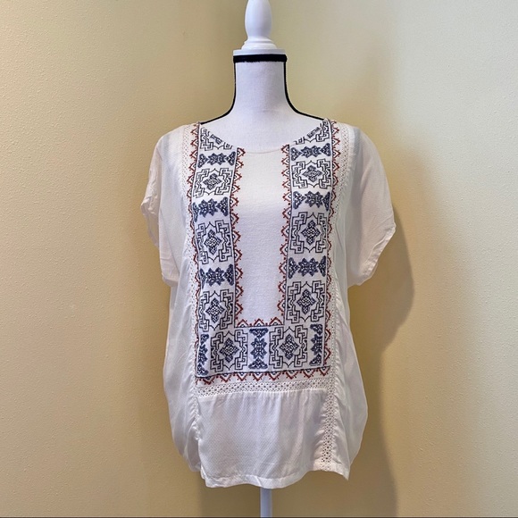 Lucky Brand Tops - Lucky Brand White Embroidered Top